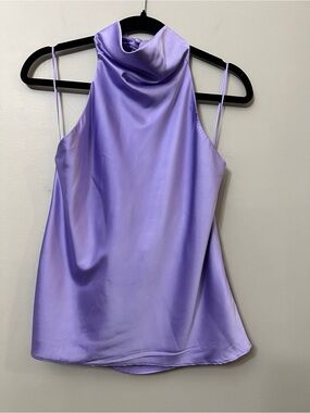 DO+BE Lavender Purple Satin Cowl Neck Halter Top Size M NWT